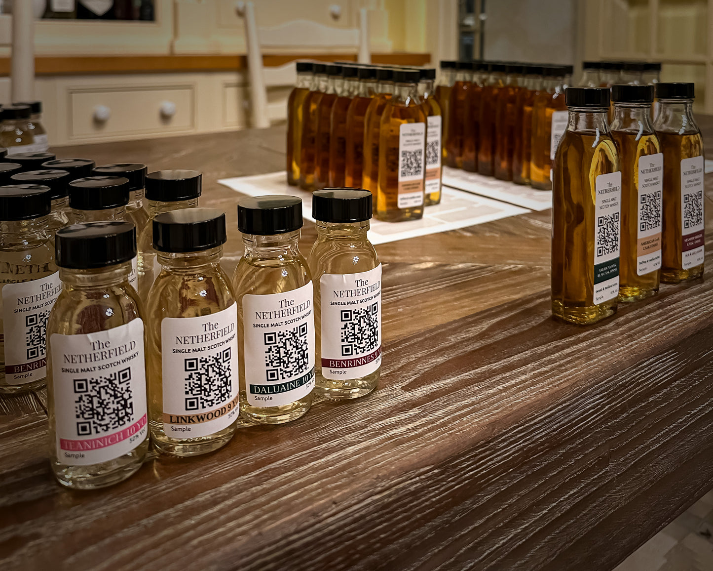 Sample Bottles of the Netherfield Whisky