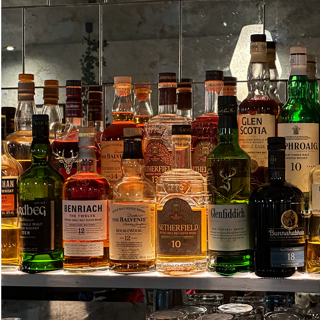 The Netherfield Whisky on a Shelf in the Strathaven Hotel Bar