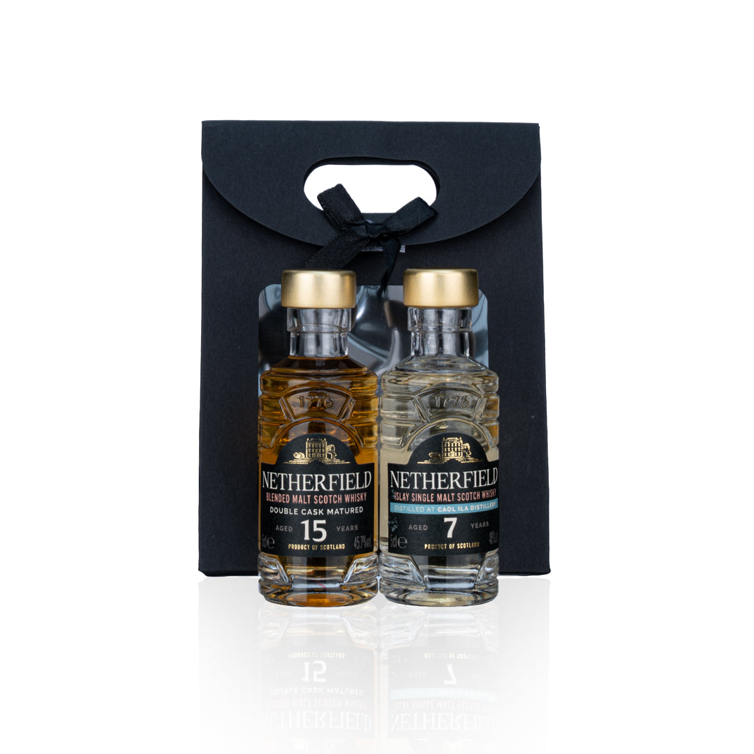 Discovery Set: Caol Ila 7YO and Blended Malt 15YO 5cl miniatures in a black gift bag