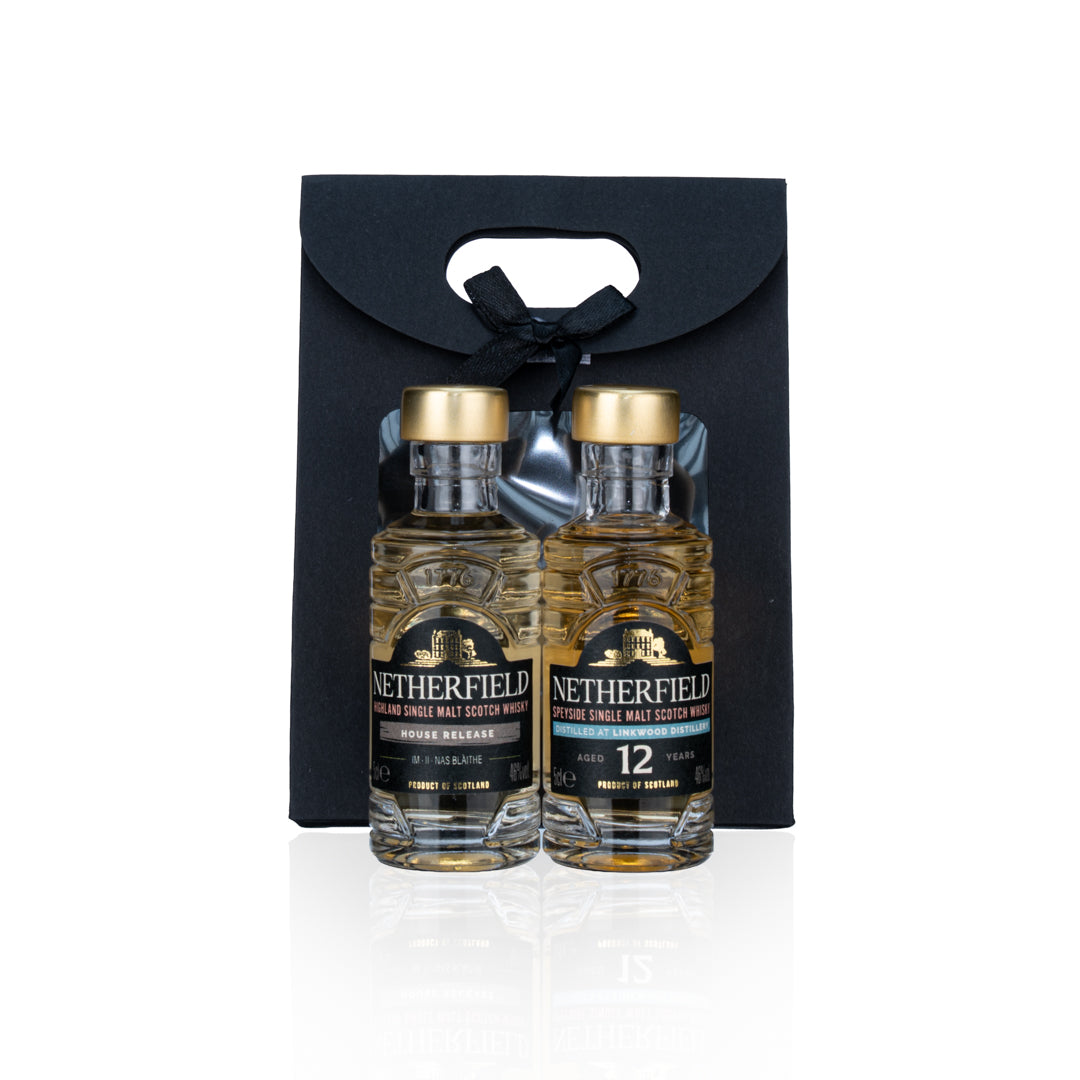 Discovery Set: House Release II and Linkwood 12YO 5cl miniatures in a black gift bag